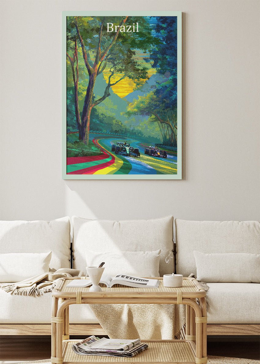 Brazil Formula One Racing Poster & Canvas | Forest Circuit Motorsport Wall Art