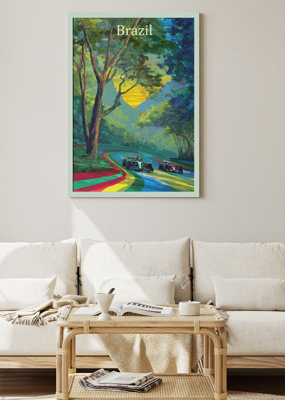 Brazil Formula One Racing Poster & Canvas | Forest Circuit Motorsport Wall Art