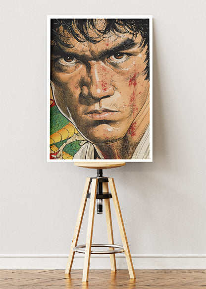 Bruce Lee Martial Arts Legend Portrait Wall Art Poster & Canvas Print