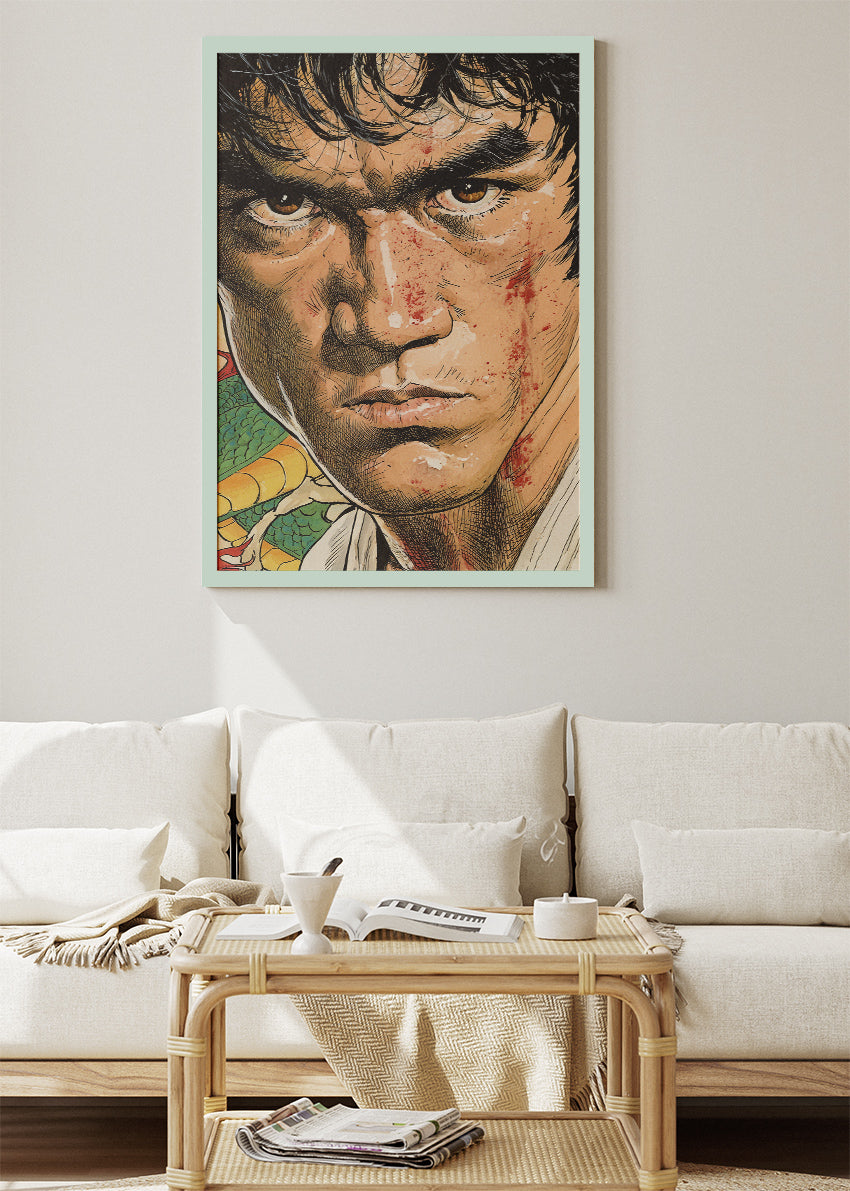 Bruce Lee Martial Arts Legend Portrait Wall Art Poster & Canvas Print