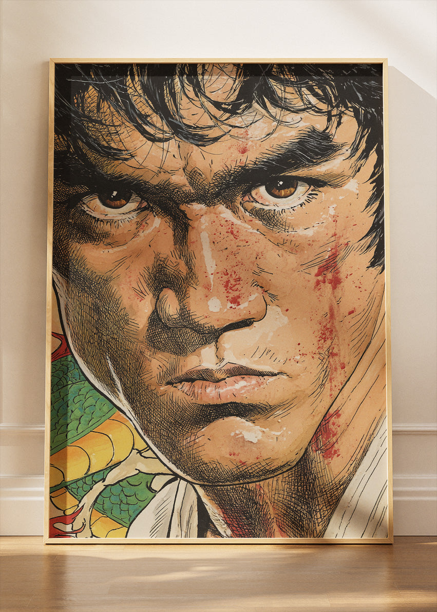 Bruce Lee Martial Arts Legend Portrait Wall Art Poster & Canvas Print