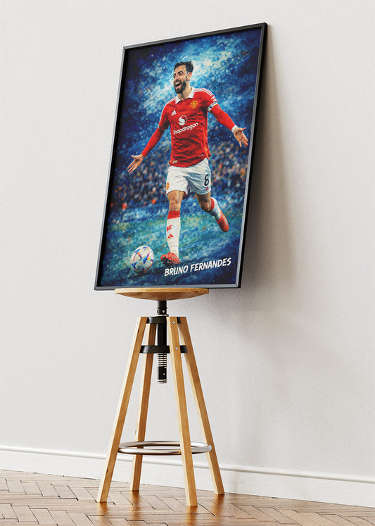 Bruno Fernandes Manchester United Action Poster Canvas & Print – AI PRINT LAB