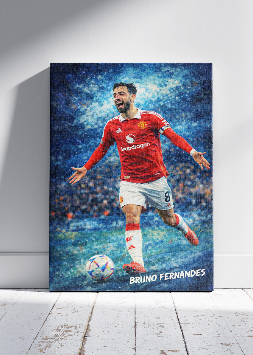 Bruno Fernandes Manchester United Action Poster Canvas & Print – AI PRINT LAB