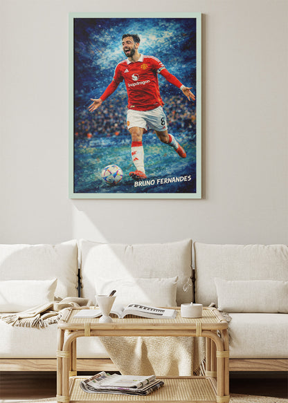 Bruno Fernandes Manchester United Action Poster Canvas & Print – AI PRINT LAB