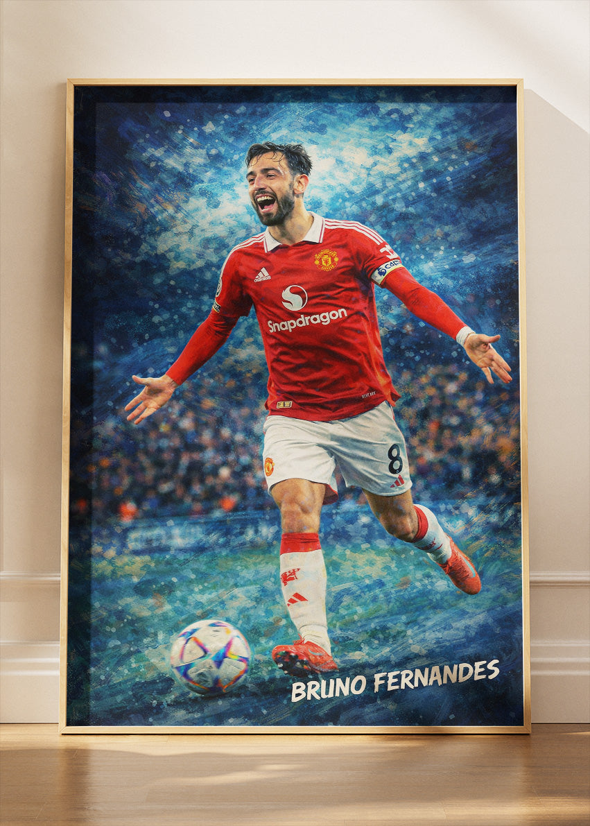 Bruno Fernandes Manchester United Action Poster Canvas & Print – AI PRINT LAB