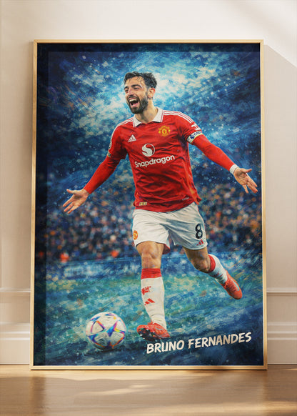 Bruno Fernandes Manchester United Action Poster Canvas & Print – AI PRINT LAB
