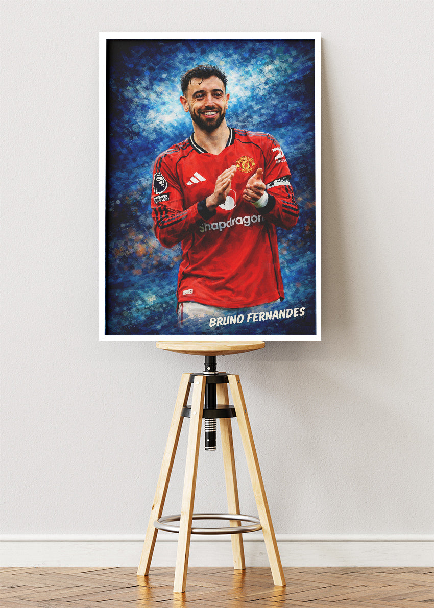 Bruno Fernandes Manchester United Artistic Portrait Poster Canvas & Print – AI PRINT LAB
