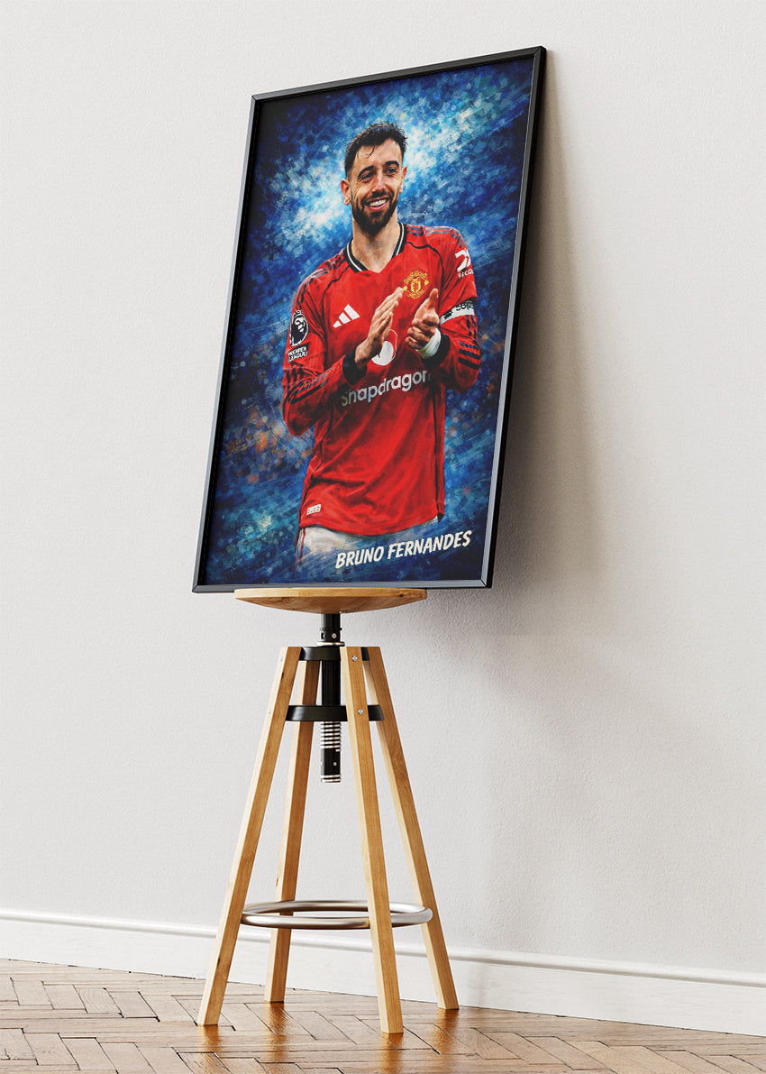 Bruno Fernandes Manchester United Artistic Portrait Poster Canvas & Print – AI PRINT LAB