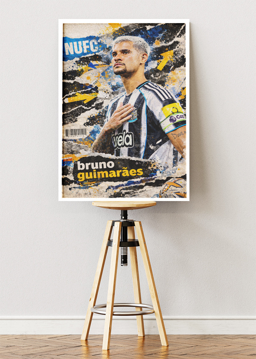 Bruno Guimarães Newcastle United Street Art Poster Canvas & Print – AI PRINT LAB