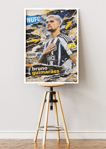 Bruno Guimarães Newcastle United Street Art Poster Canvas & Print – AI PRINT LAB