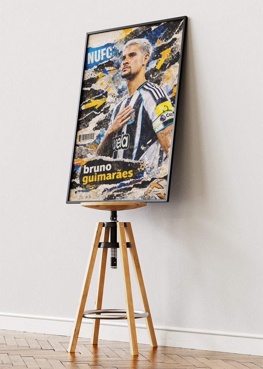 Bruno Guimarães Newcastle United Street Art Poster Canvas & Print – AI PRINT LAB
