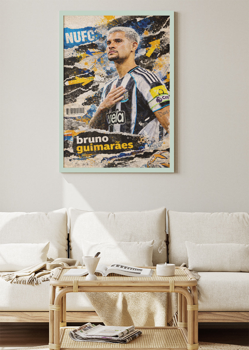 Bruno Guimarães Newcastle United Street Art Poster Canvas & Print – AI PRINT LAB