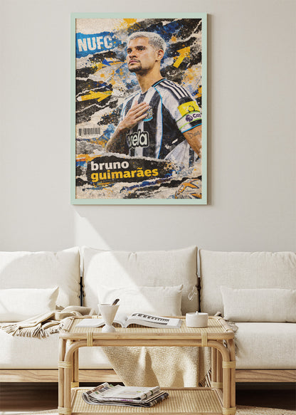 Bruno Guimarães Newcastle United Street Art Poster Canvas & Print – AI PRINT LAB