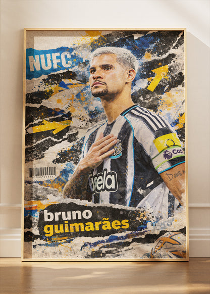Bruno Guimarães Newcastle United Street Art Poster Canvas & Print – AI PRINT LAB