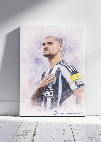 Bruno Guimarães Newcastle United Watercolor Poster Canvas & Print – AI PRINT LAB