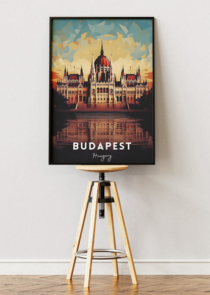 Budapest Hungary Parliament Poster & Canvas Print – Illustrated Danube River Art
