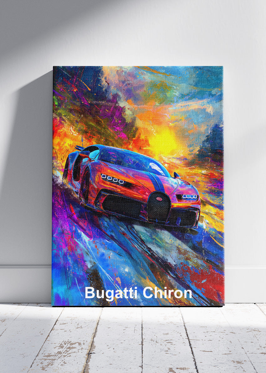 Bugatti Chiron Supercar Art Poster & Canvas Print – High-Performance Luxury Wall Art