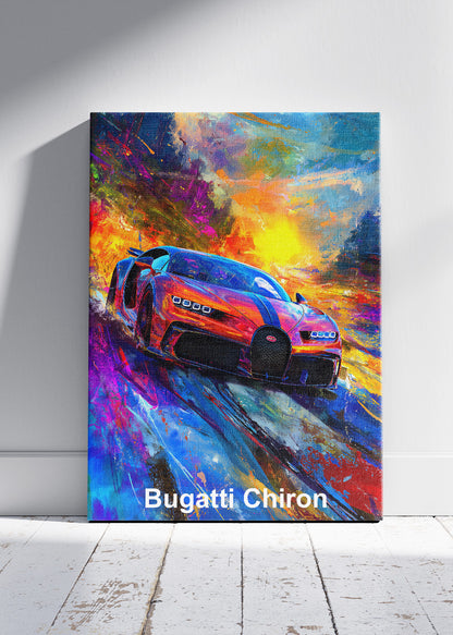 Bugatti Chiron Supercar Art Poster & Canvas Print – High-Performance Luxury Wall Art