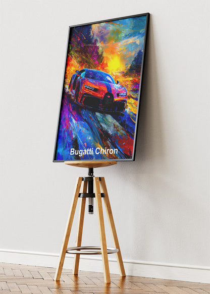 Bugatti Chiron Supercar Art Poster & Canvas Print – High-Performance Luxury Wall Art