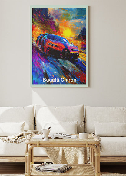 Bugatti Chiron Supercar Art Poster & Canvas Print – High-Performance Luxury Wall Art