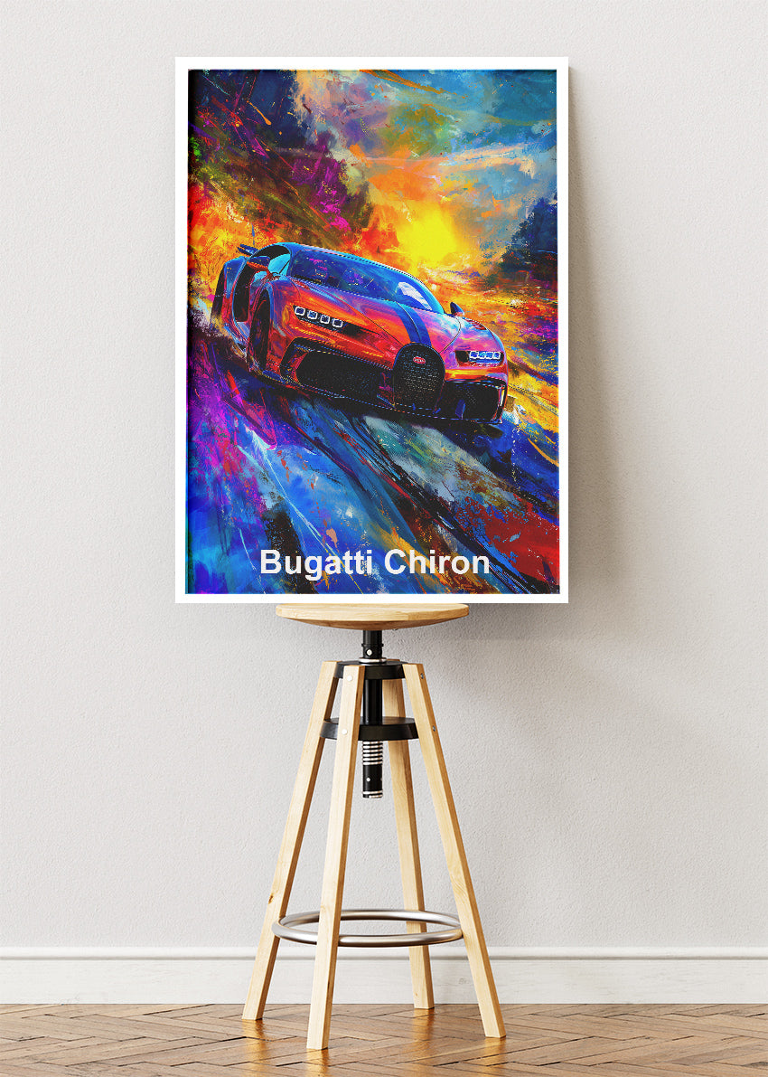 Bugatti Chiron Supercar Art Poster & Canvas Print – High-Performance Luxury Wall Art