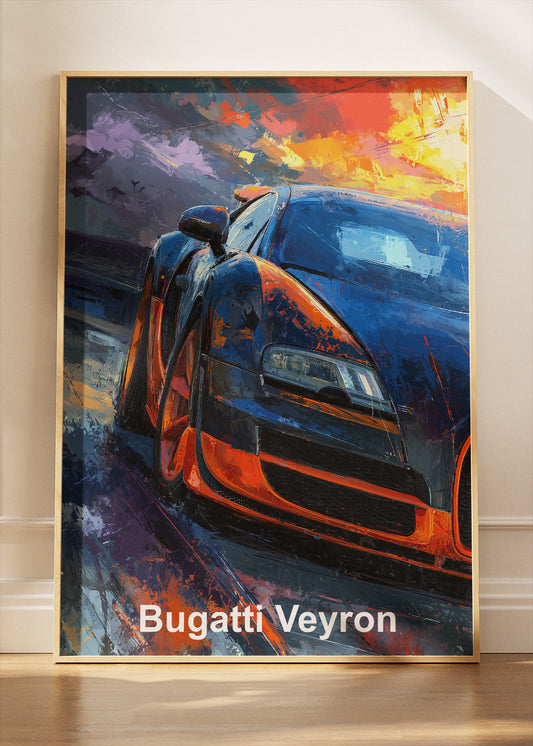 Bugatti Veyron Night Velocity Art Poster & Canvas Print – Cinematic Hypercar Wall Art