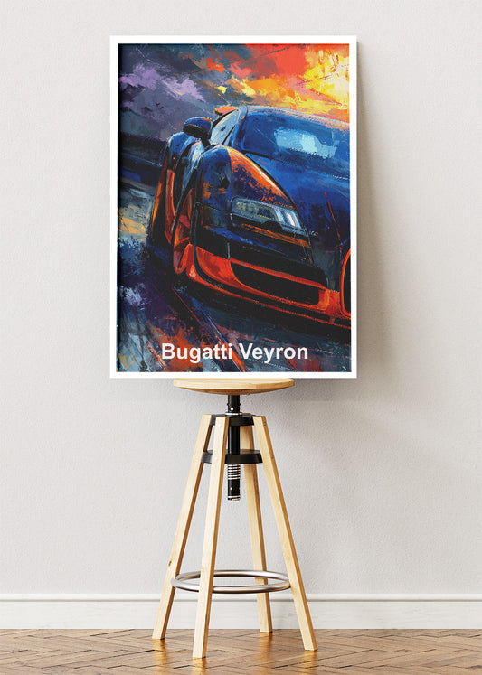 Bugatti Veyron Night Velocity Art Poster & Canvas Print – Cinematic Hypercar Wall Art