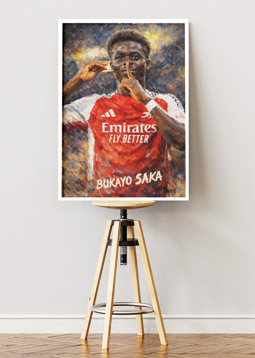 Bukayo Saka Arsenal Painterly Portrait Poster Canvas & Print – AI PRINT LAB