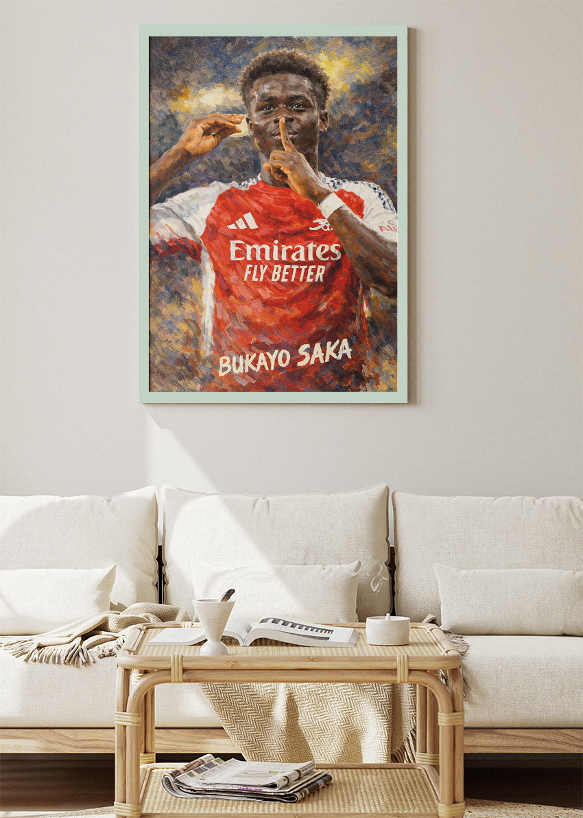 Bukayo Saka Arsenal Painterly Portrait Poster Canvas & Print – AI PRINT LAB