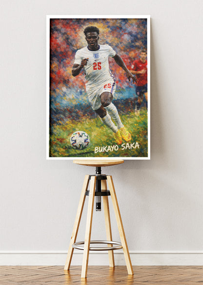 Bukayo Saka England Action Painterly Poster Canvas & Print – AI PRINT LAB