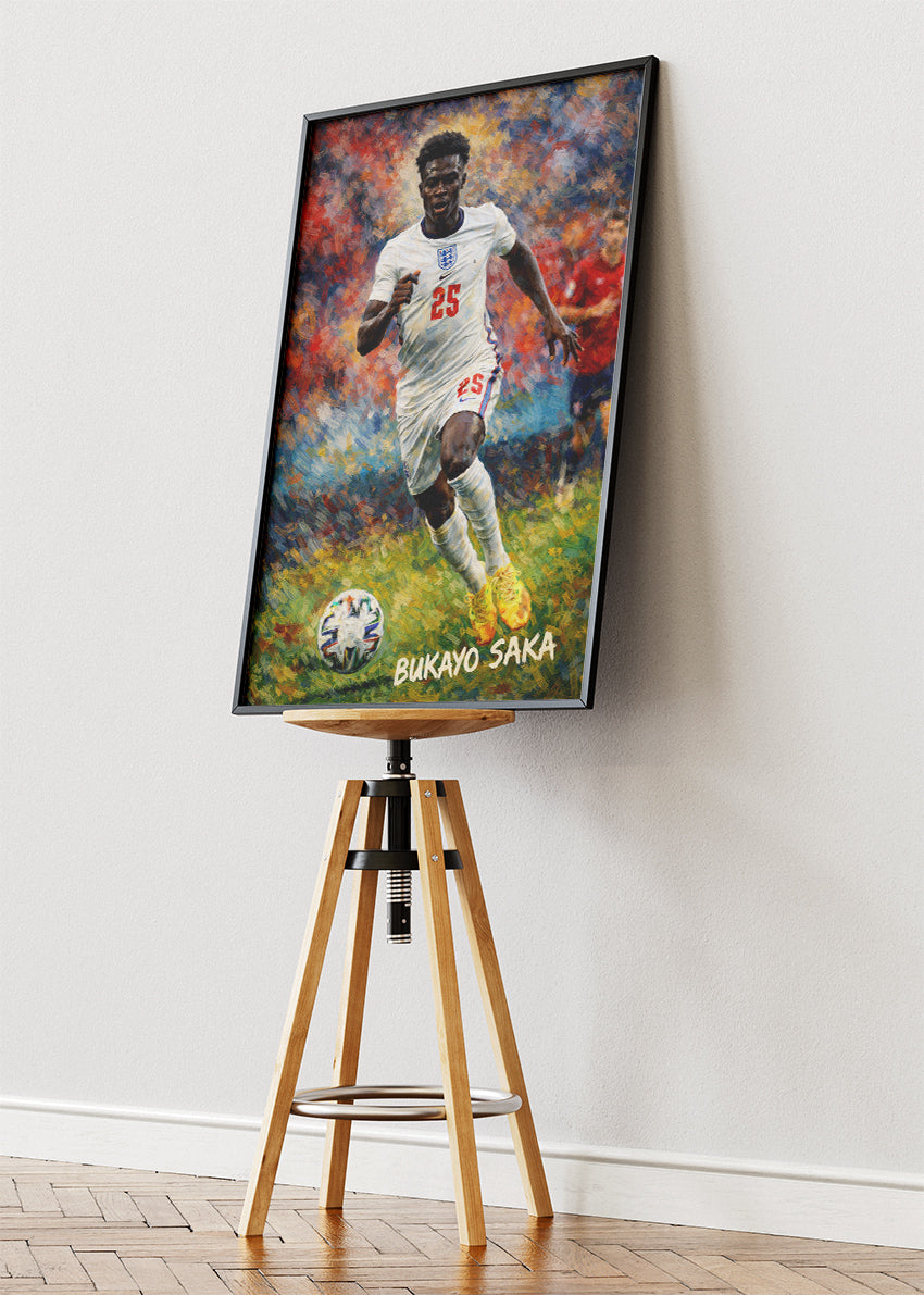 Bukayo Saka England Action Painterly Poster Canvas & Print – AI PRINT LAB