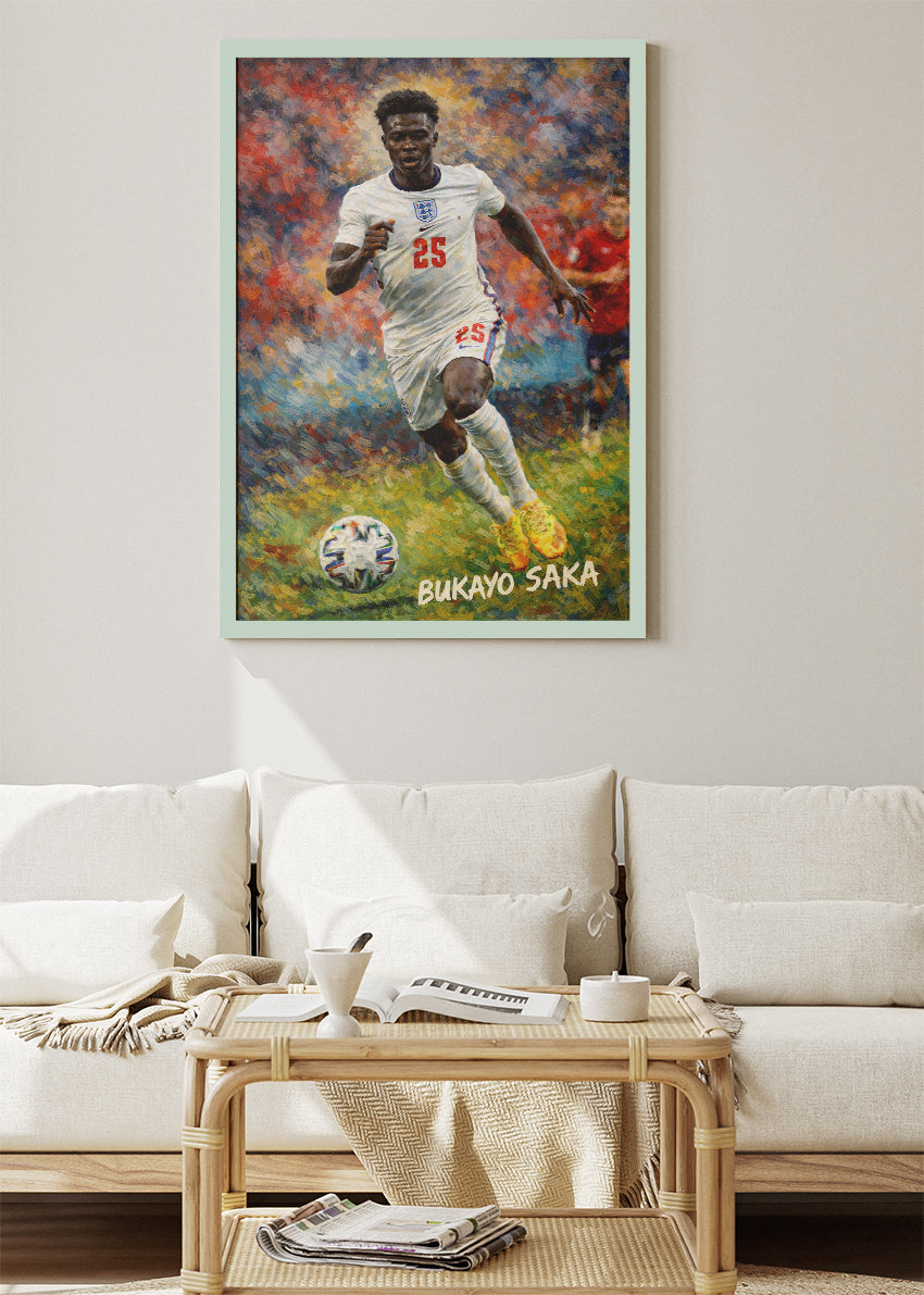 Bukayo Saka England Action Painterly Poster Canvas & Print – AI PRINT LAB