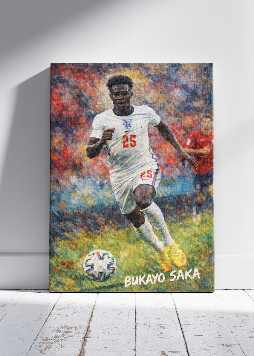 Bukayo Saka England Action Painterly Poster Canvas & Print – AI PRINT LAB