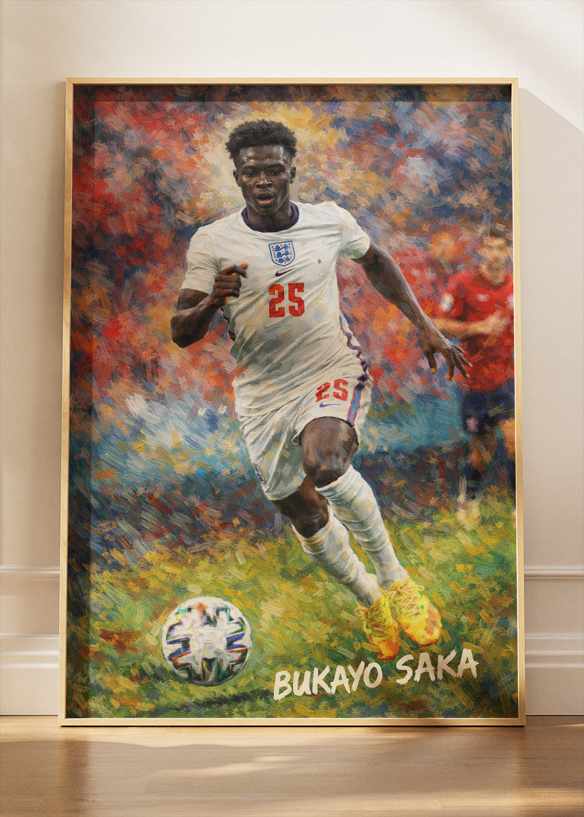 Bukayo Saka England Action Painterly Poster Canvas & Print – AI PRINT LAB