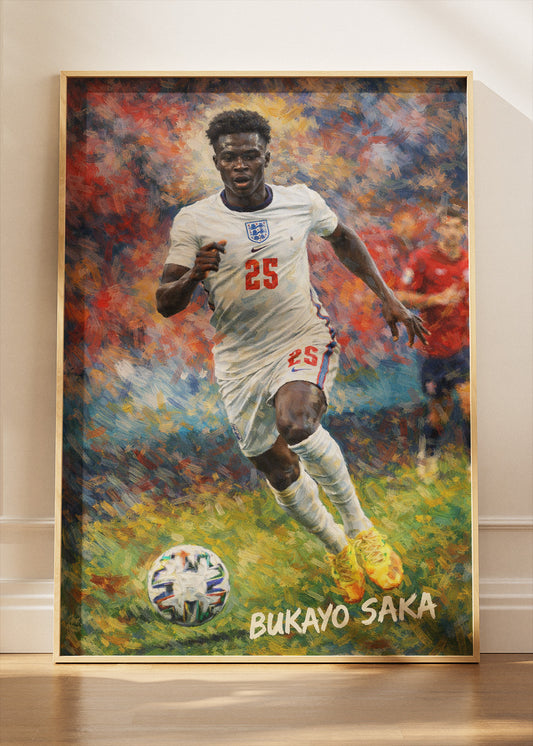 Bukayo Saka England Action Painterly Poster Canvas & Print – AI PRINT LAB
