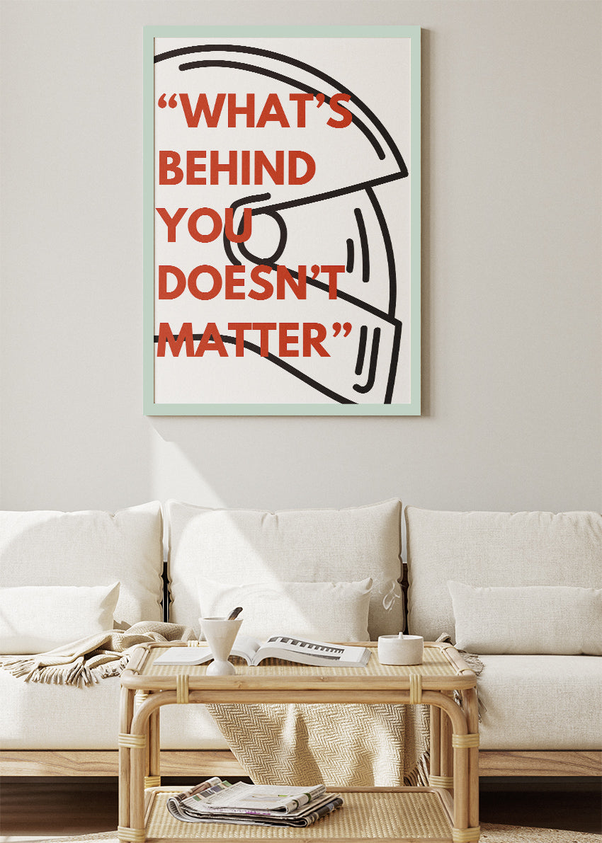 Motivational Racing Quote Poster & Canvas Print | Minimal Helmet Wall Art