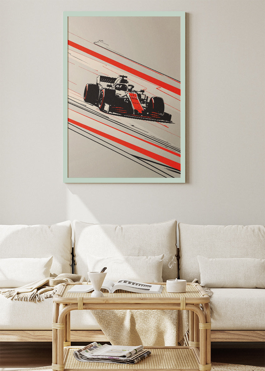 Minimal Formula Racing Poster & Canvas Print | Modern Motorsport Wall Art
