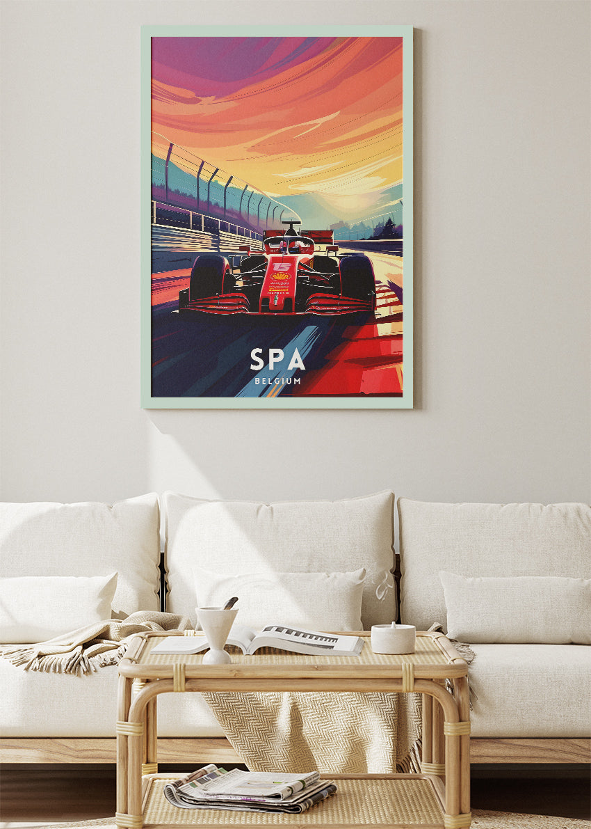 Spa Belgium Formula Racing Poster & Canvas Print | Iconic Circuit Motorsport Wall Art