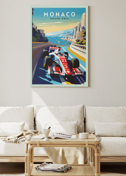 Monaco Grand Prix Formula Racing Poster & Canvas Print | Iconic Coastal Motorsport Wall Art