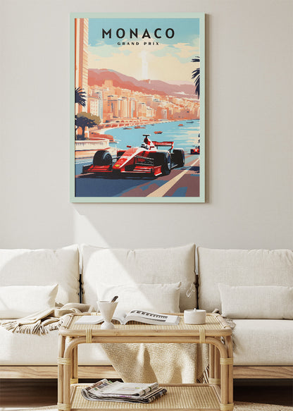 Monaco Grand Prix Formula Racing Poster & Canvas Print | Iconic Coastal Motorsport Wall Art