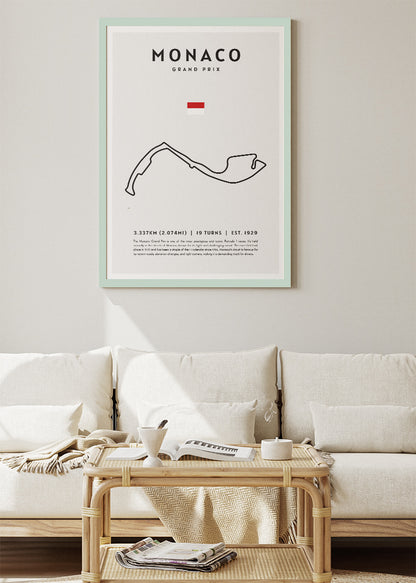 Monaco Grand Prix Circuit Map Poster & Canvas Print | Minimal Motorsport Wall Art