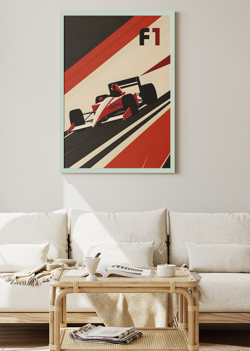 F1 Racing Poster & Canvas Print | Minimal Retro Formula Motorsport Wall Art