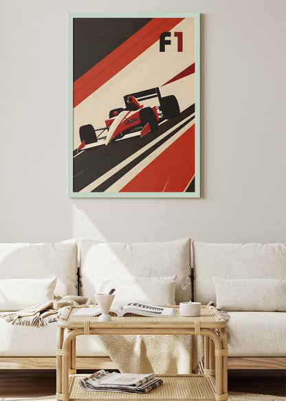 F1 Racing Poster & Canvas Print | Minimal Retro Formula Motorsport Wall Art