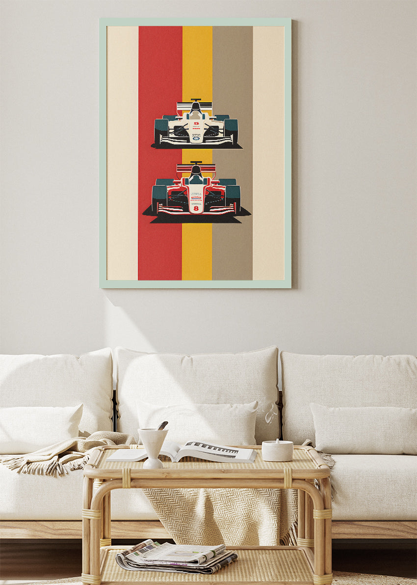 Retro Formula Racing Poster & Canvas Print | Minimal Motorsport Wall Art