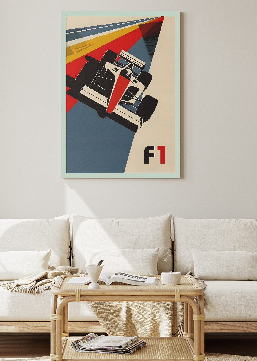 Formula 1 Retro Modern Poster & Canvas | Minimal F1 Racing Wall Art