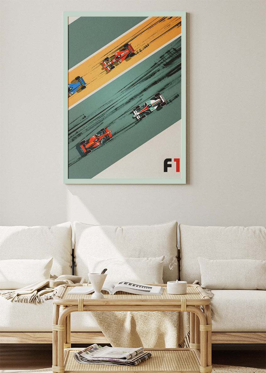 Formula 1 Retro Racing Poster & Canvas | Modern Motorsport Wall Art