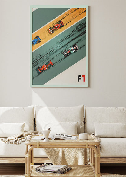 Formula 1 Retro Racing Poster & Canvas | Modern Motorsport Wall Art