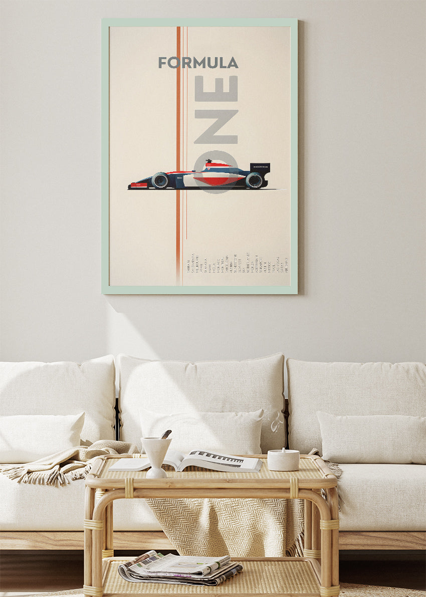 Formula One Minimal Racing Poster & Canvas | Modern Motorsport Wall Art