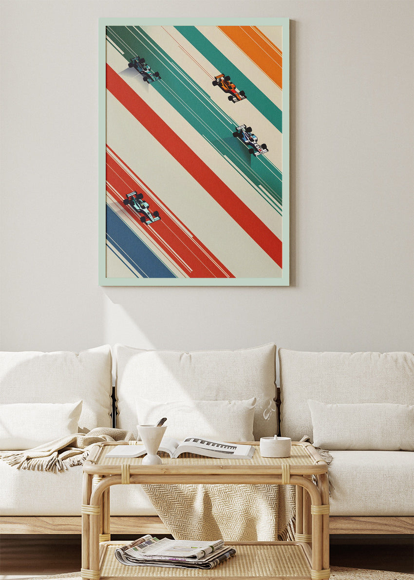 Abstract Formula One Racing Lines Poster & Canvas | Modern Motorsport Wall Art