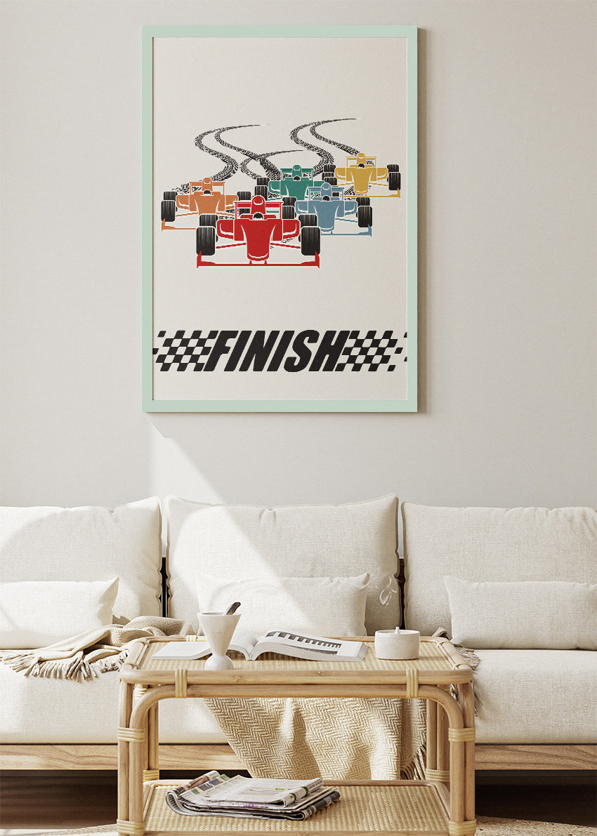 Formula One Finish Line Poster & Canvas | Minimalist Motorsport Wall Art
